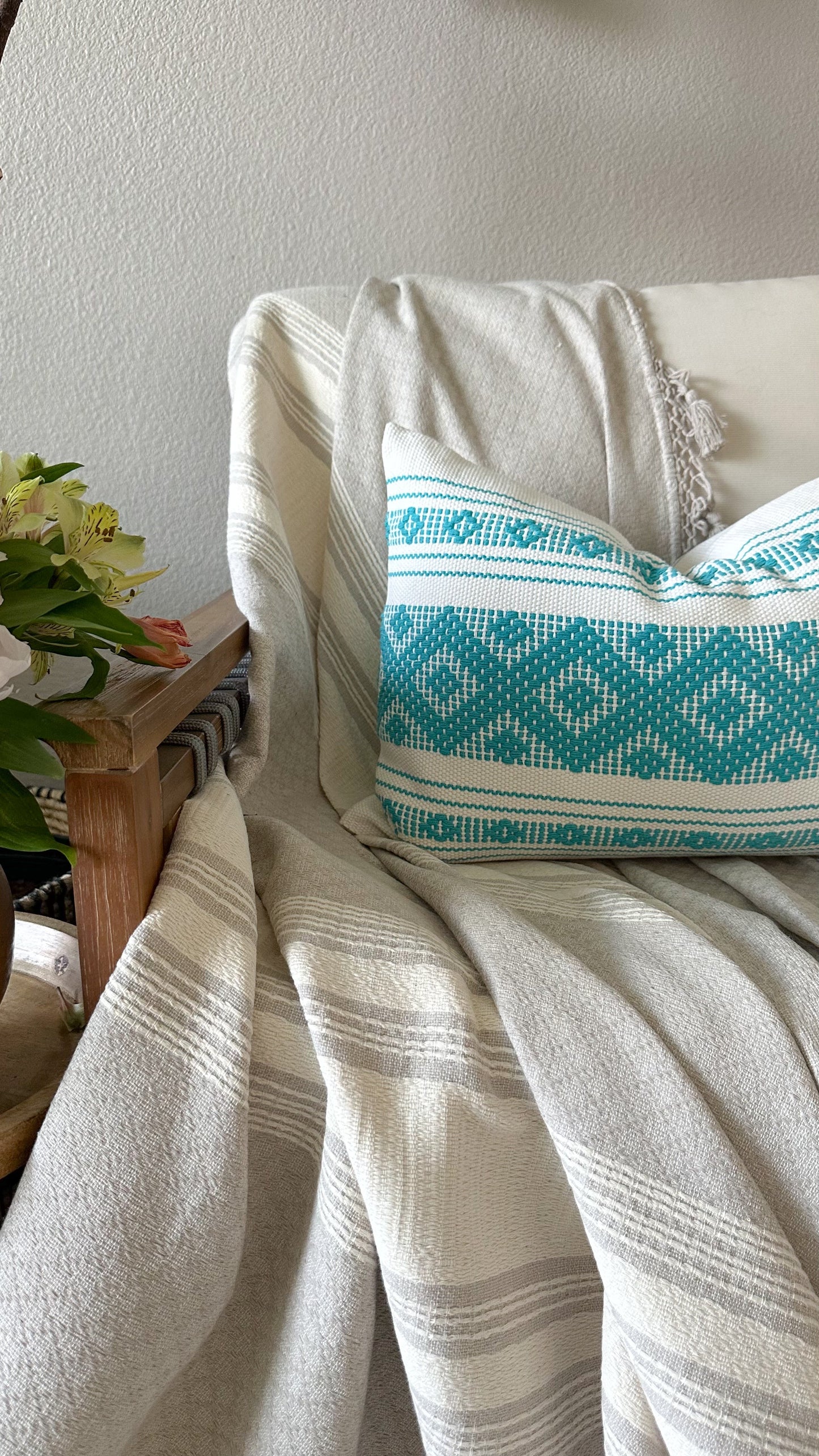 Aqua Lumbar Pillow Cover