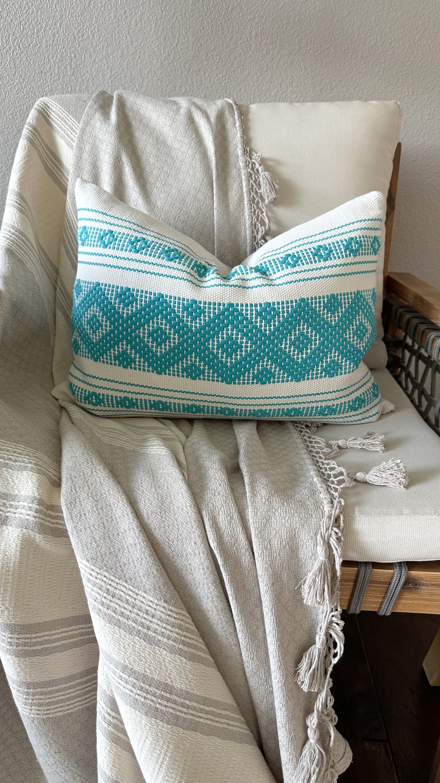 Aqua Lumbar Pillow Cover